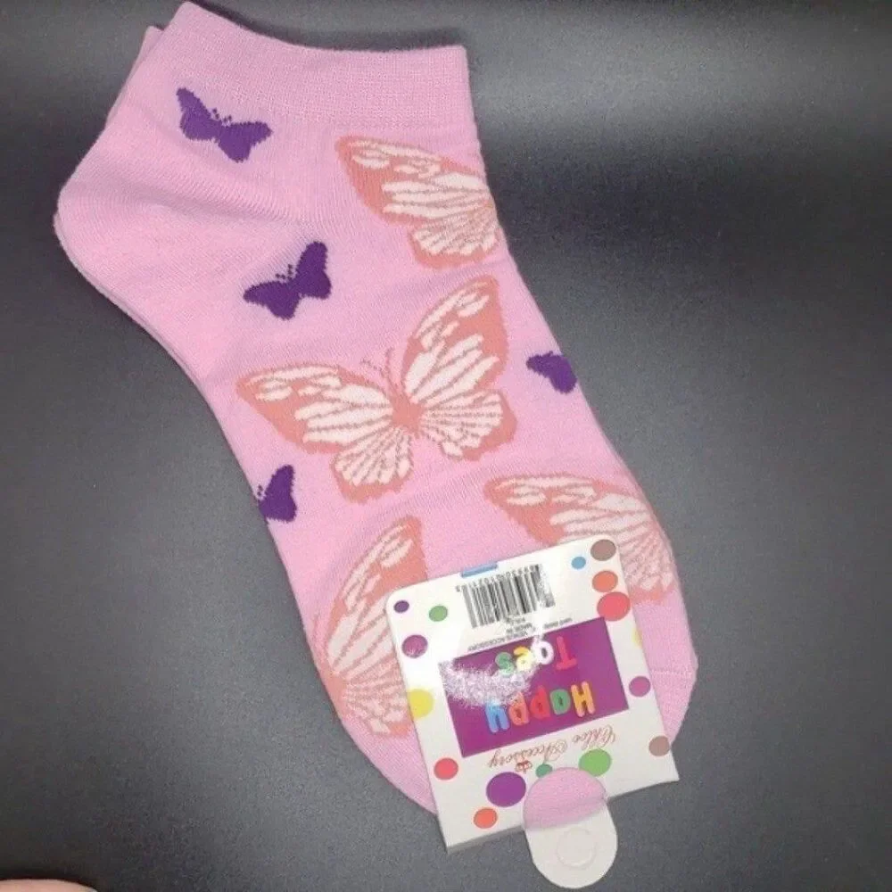 Pink Butterfly ankle socks